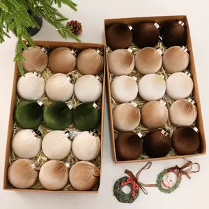 8cm/15pcs Cloth Wrapped Christmas Balls Decorations, High Value Holiday Ornaments, Festive Hanging Accessories for Home Decoration