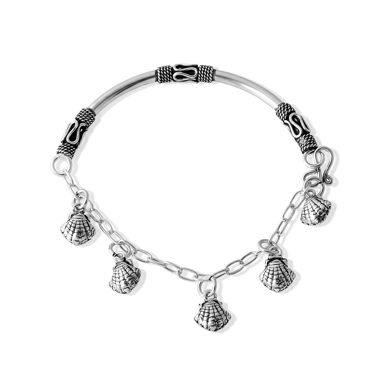 D''Joy Seashell Charm Bracelet in Sterling Silver (7.00 In) 9.80 Grams