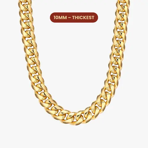 JAXXON Cuban Link Chain 10mm - Gold - Waterproof - Box Clasp