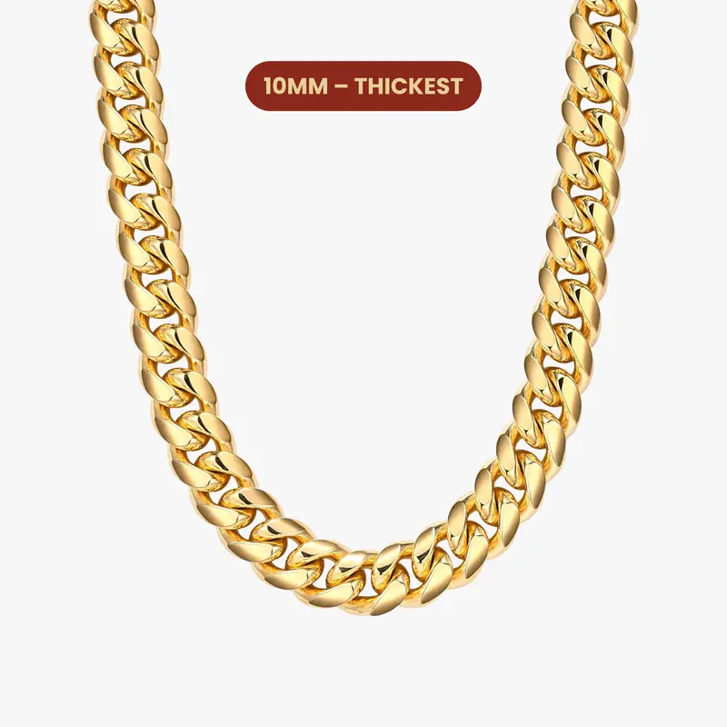 JAXXON Cuban Link Chain 10mm - Gold - Waterproof - Box Clasp