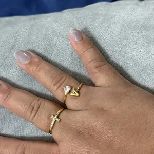 PAVOI 14K Gold Plated Cubic Zirconia Cross Ring for Women - Eternity Promise Ring for Her - Infinity Religious Wedding Band