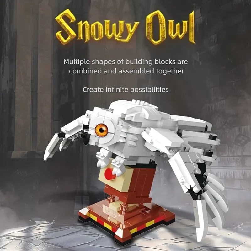 New Hedwig Owl Building Block Model Assembly Kit, Model Building Kits, Nostalgic Collectible Display Piece, Holiday Gift, Unisex, Building Blocks Set