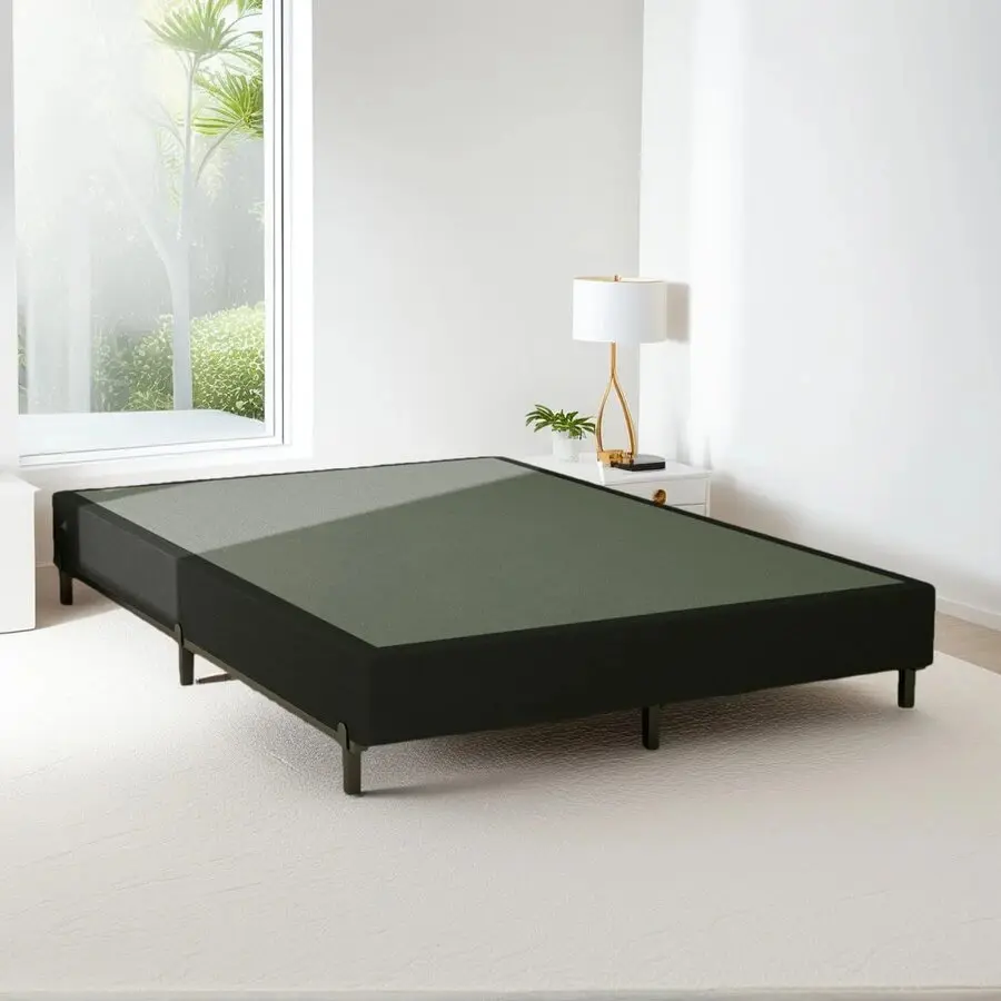 5inch Queen Size Box Spring - Heavy Duty Metal Mattress Foundation with Guardrail, Lightweight, Anti-Noise, Non-Slip, 3000 lbs Weight Capacity, Easy Assembly for Floor Use, Assembly Required