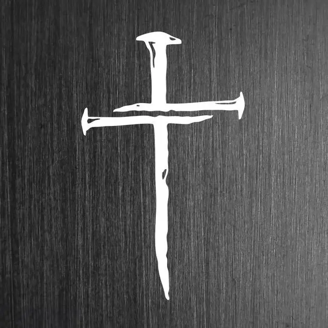 2x Cross Decal 3 Nails, High-Quality Sticker Vinyl, Perfect for Car Enthusiasts