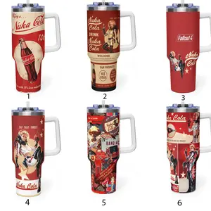 Fallout Nuka Cola 40oz Tumbler with Handle – Gaming Fan Cup Insulated Travel Mug Gift