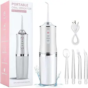 Electric Water Flosser Cordless for Teeth 3 Modes 4 Jet Tips Cleaning and Flossing Water Dental Portable Floss Irrigator Oral Water Flossed Rechargeable  Travel Adults