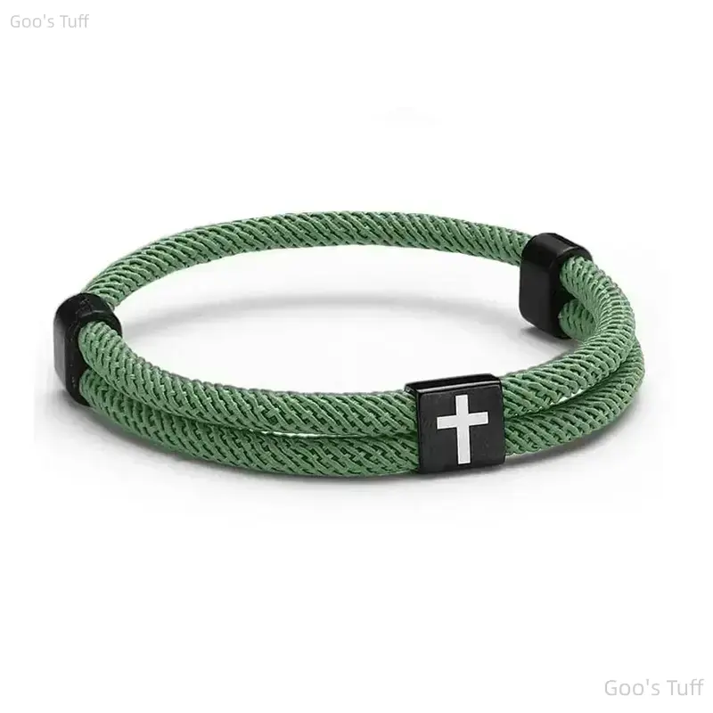 Men's Woven Band Cross Bracelets & Bangles, Minimalist Adjustable Braided Cross Knot Wrist Jewelry, Comfortable & Durable Fade-Resistant Accessory for Daily Casual Use & Holiday Gifting, Casual Wear