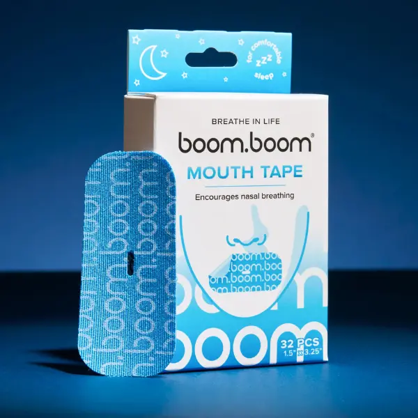 [NEW] BoomBoom Mouth Tape: Breathe Better, Sleep Better | Encourages Nasal Breathing | Flexible Fabric for All-Night Comfort | Skin-Friendly Adhesive | Clinically Tested. Non-Toxic. PFAs Free. | Wake Up Restored | Subscribe and Save