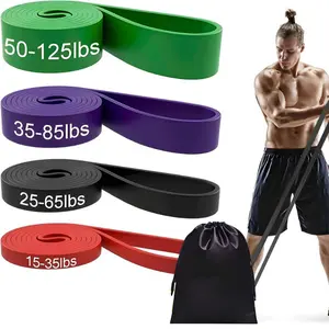 4x Exercise Bands for Home Workouts, Latex Resistance, Heavy Duty Elastic Band for Men and Women - Pull Up Assist Bands Fitness