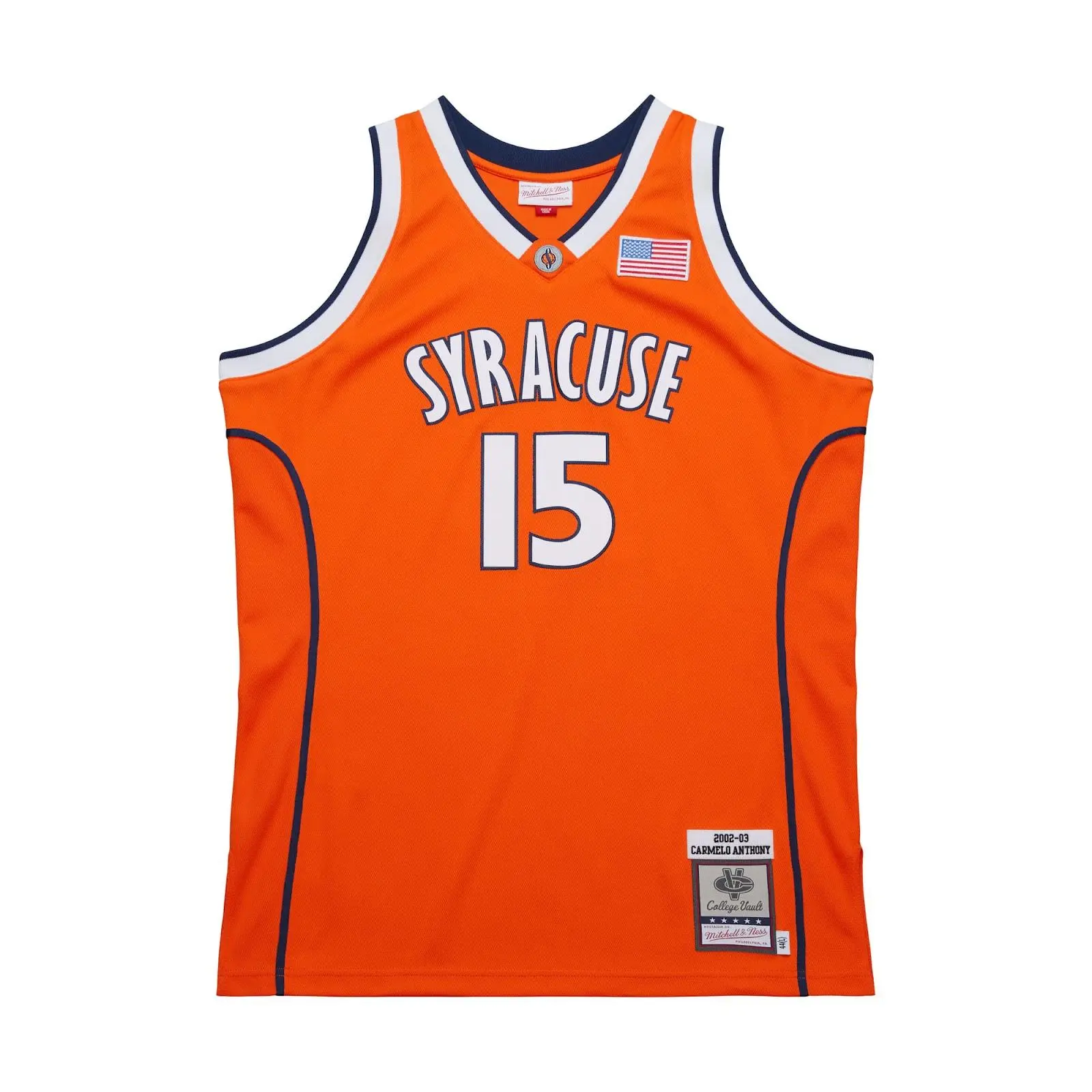 Carmelo Anthony Syracuse Orange 2002-03 Orange Authentic Jersey NCAA Throwback NBA Basketball Hardwood Classics Fan Gear Mitchell & Ness