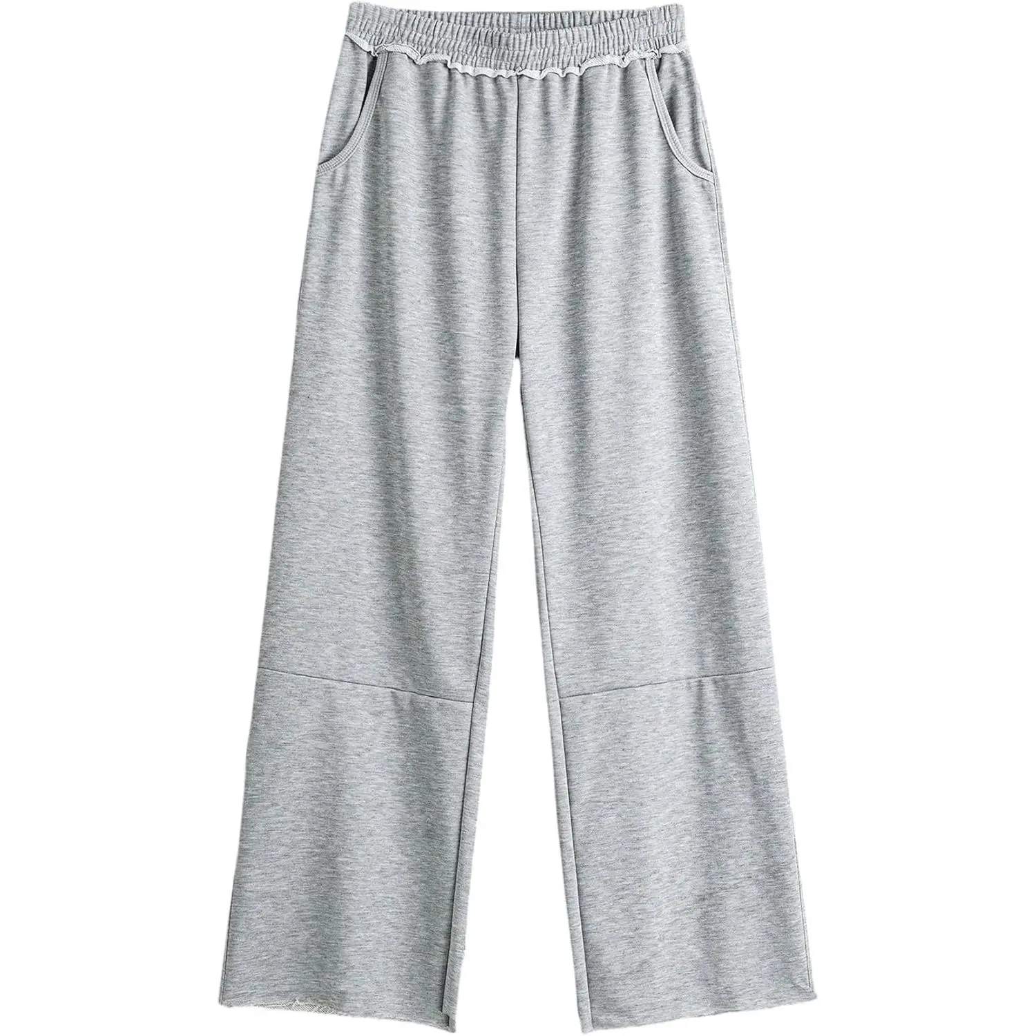 VIPWOLF Men's Stacked Baggy Sweatpants Drawstring Waist Straight Leg Track Pants Streetwear