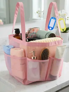 Basket College Dorm Shower Caddy | Quick-Dry Mesh Tote with 8 Pockets | Bathroom & Travel Organizer