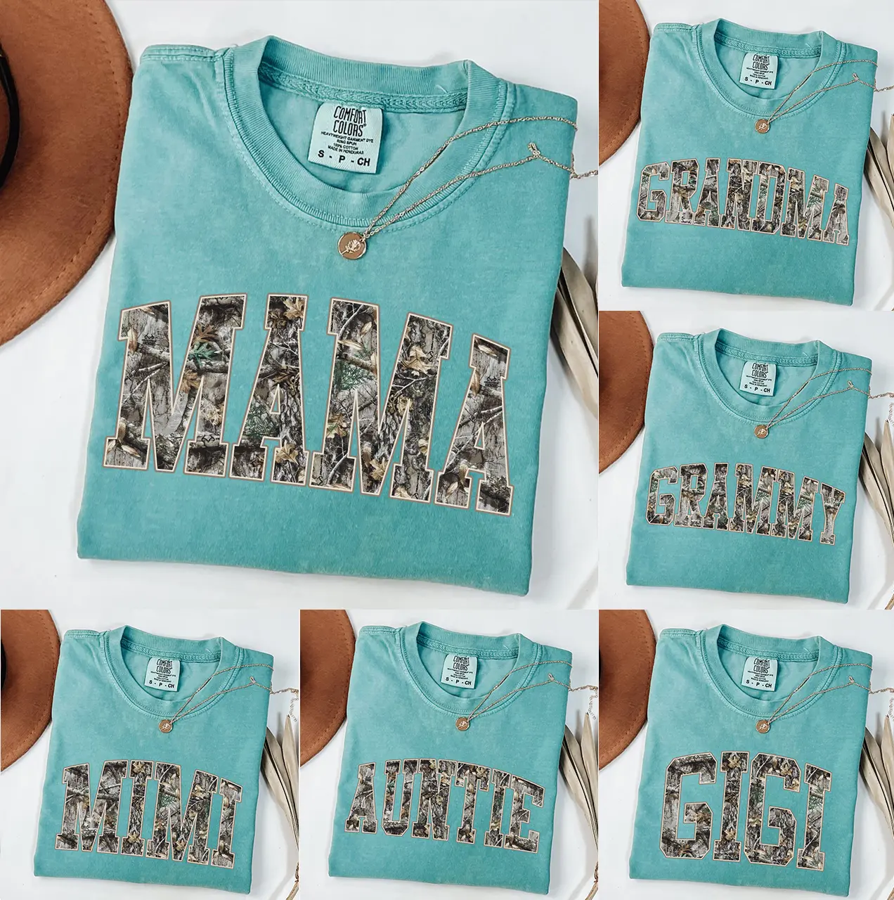 Comfort Colors Custom Mama Seafoam T-Shirt | Personalized Family Gift |Hunting Mama T-Shirt, Camo Mama Shirt, Mother's Day Gift, Camouflage Mama T-Shirt, Varsity Mama Shirt, Retro Mam Shirt