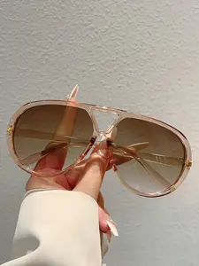 Elegant New Dual Beam Large Frame Pilot Fashion Glasses, Trendy Frog Style Retro Design, Simple Vintage Stylish Accessory, Vintage Trendy Sunglasses