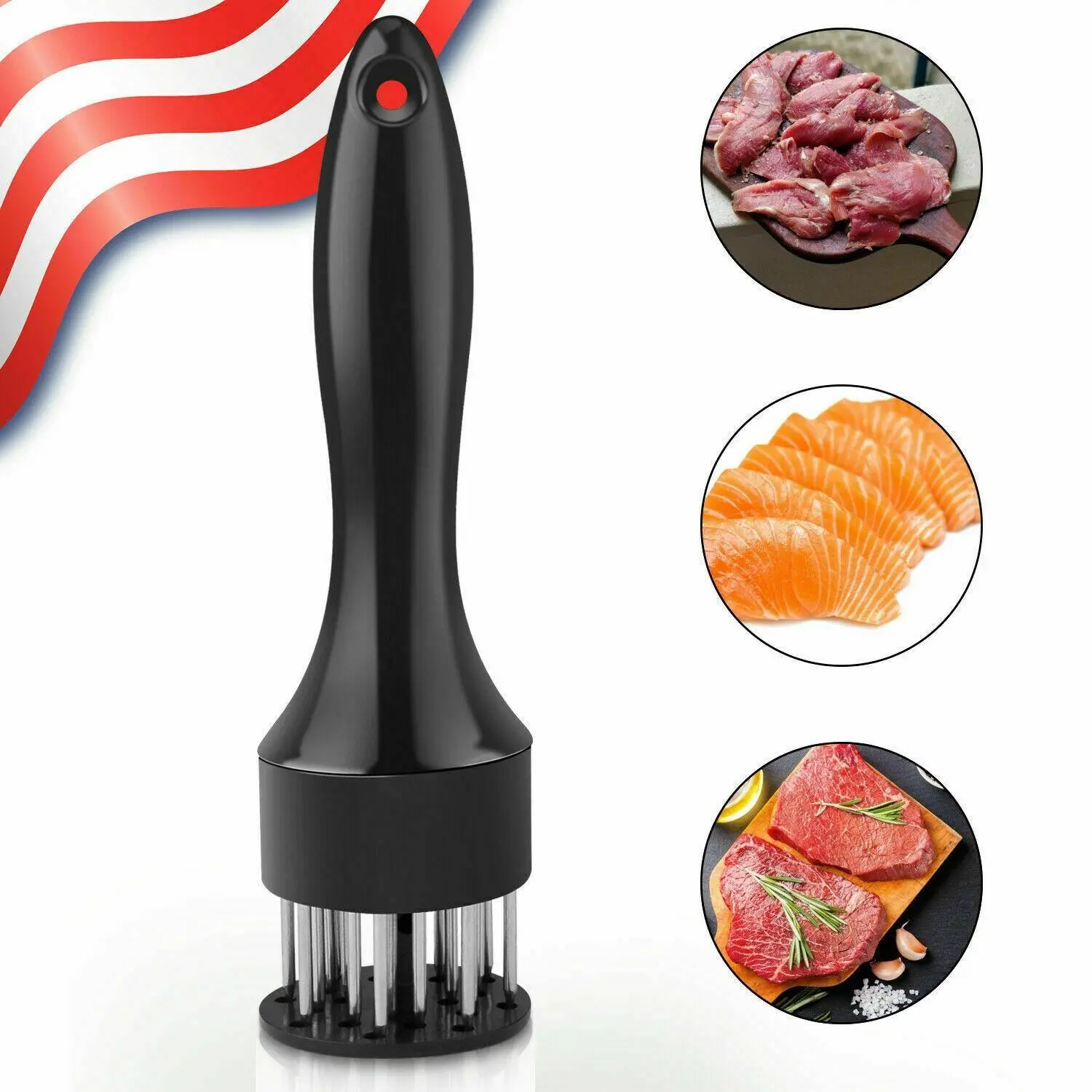 1PCS Stainless Steel Meat Tenderizer Tool with Sharp Needles, Practical Kitchen Utensil for Steak Processing and Barbecue, Handheld Cooking Accessory to Quickly Soften Meat, Ideal Tool for Daily Home Cooking and Outdoor BBQ Preparation
