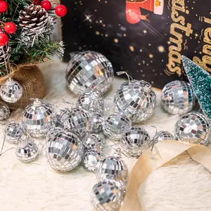 37 Pcs Disco Balls Decoration Mirror Disco Ball for Flies Assorted Hanging Mini Glass Different Sizes Reflective with Rope for Halloween DIY Wedding Music Prom Props