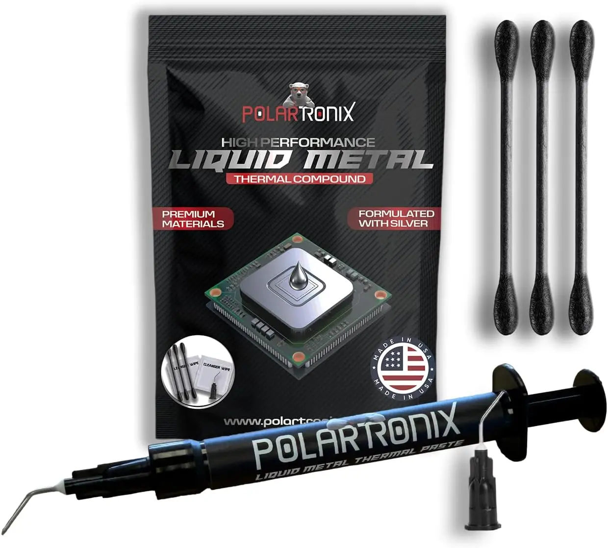 PolarTronix Liquid Metal Thermal Paste - 1g - Made in USA - for PS5, CPU, GPU, Series S/X Game Consoles - Premium Materials - Ideal for Overclocking