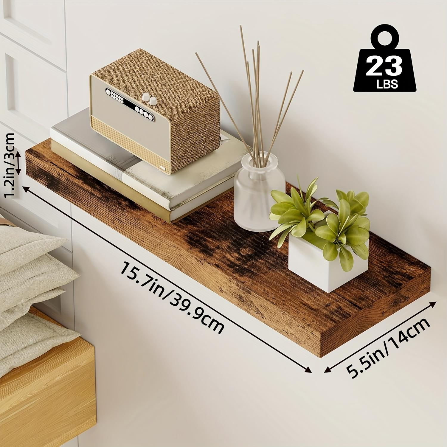 TOMNK 2/4/6pcs Floating Shelves, 15.7"/19.7"/ 22" Wood Hanging Shelf for Wall, Hanging Book Shelf for Wall Home Decor Living Room And Kitchen, Heavy Duty, Mounted Wood Shelves for Books, Bathroom, Storage Over Toilet