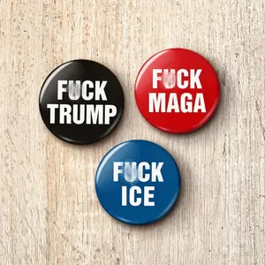 Bold Political Protest Button Pin Set, Anti-Establishment Message Design, Progressive Activist Statement Pins