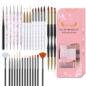 31-Piece Nail Art Brush Set, Nail Art Accessories, Precision Design Tools, 3D Gel Brush, Acrylic Drawing Pen, Salon Quality Home Manicure Kit