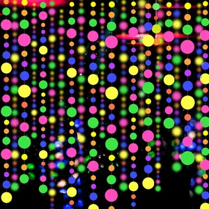 120feet UV Round Dot Paper Neon Garland Streamers Decorations UV Reactive Black Light Party Favors Glow in The Dark Party Supplies for Wedding Birthday