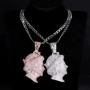 M2-2005 Queen’s face on my neck, drippin’ royalty   Rose gold or silver? Both hit differently   Every stone shines like I run the city   Iced out queen, no cap, all clarity Statement Necklace Iced Out Necklace summerwins