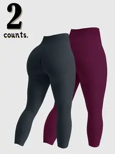 2-Pack Women's Seamless High-Waist Butt-Lift Tight Pants, Fitness Training Tights, Quick-Dry Sporty Tights for Yoga, Running, Fitness, All Seasons, High Stretch Leggings
