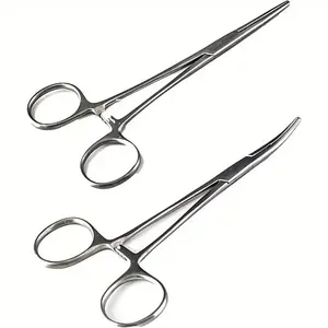 Fishing Pliers Tool Set, 2 Counts/set Stainless Steel Curved and Straight Hemostats with Gear Locking Mechanism, Suitable for Fishing, Fishing Tools