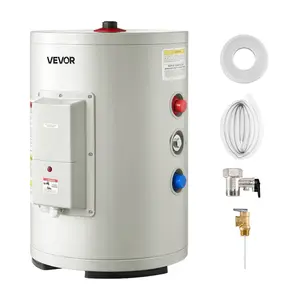 VEVOR 30 Gallon Electric Tank Water Heater, 5000W Point-of-Use Hot Water Heater with LED Display, Knob Control, Top Outlet, 240V with TP Valve for Large Families, Small Commercial Spaces, Gray