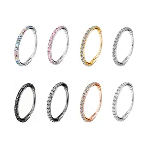 OUFER 20G Hinged Segment Nose Hoop Ring 316L Stainless Steel No Tarnish for Daily Wear