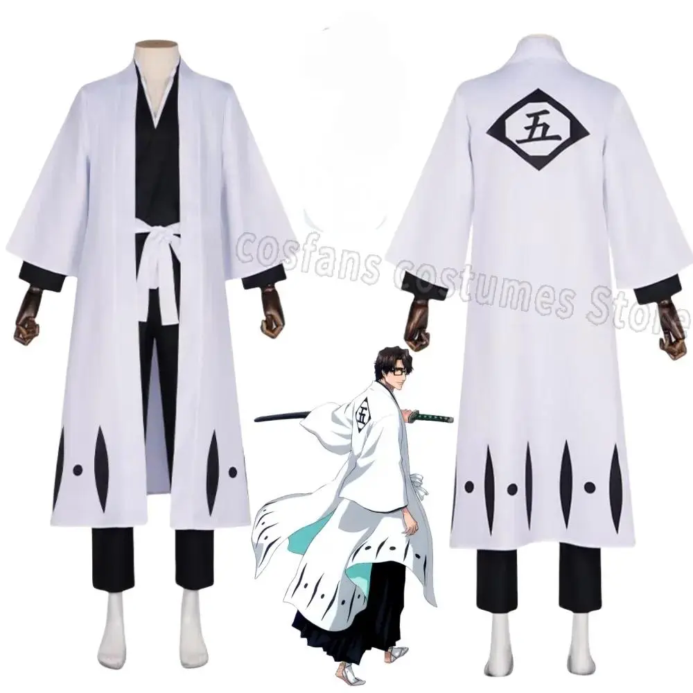 Aizen Sousuke Cosplay Costume Wig Bleach Cosplay Thousand Year Blood War Gotei 13 Team 5 Captain Robe Kimono Outfits Customize