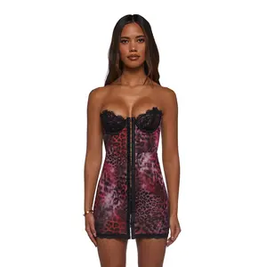 Captivating Gazes Slip Dress - Pink Leopard