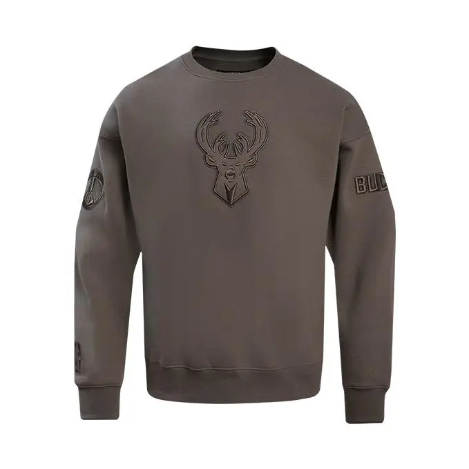 Pro Standard Neutral Brown Milwaukee Bucks Crewneck Sweatshirt