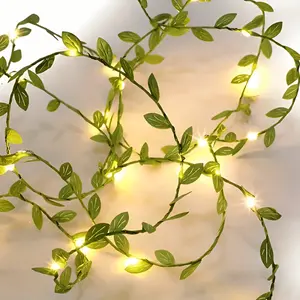196.85inch 50LED Artificial Ivy Garland String Lights Green Leafy Vine with Warm White LEDs, (Battery Not Included for Wedding Decoration, Graduation Season Decoration, Spring Decoration, Birthday Party Decoration, Valentine's Day Decorations.Indoor