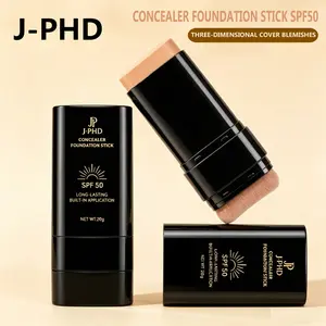 Concealer Foundation Stick, Dual-Ended with Brush, 2-in-1 Longwear & Waterproof, Natural Full Makeup Concealer Coverage for Dark Circles