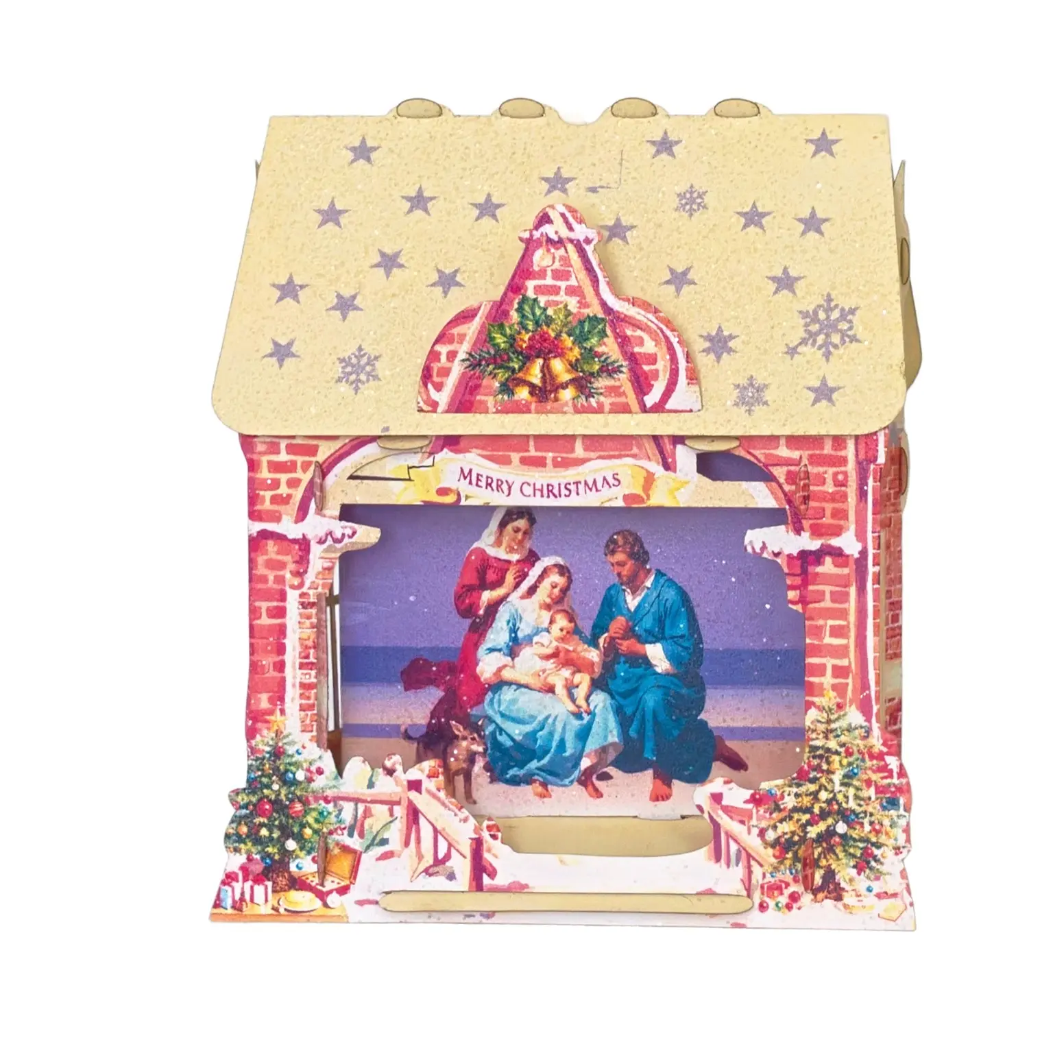 3D Pop Up Nativity Scene Christmas Card • Traditional Crèche Paper Ornament" Handmade No.72