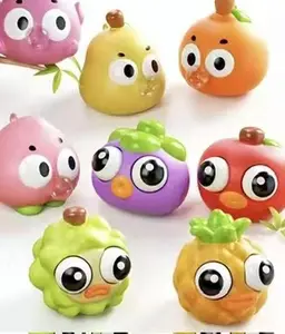 Cute Fruit Fidget Toys Set – Bubble Blowing & Pop-Eye Stress Relief Toys for Kids & Adults, Kawaii Squishy Sensory Toys Vibrant Slow-Response Ball Jelly visual asmr