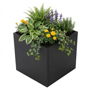 Heavy Duty 26x26x26 Inch Square Metal Planter Box, Galvanized Steel Raised Bed for Indoor & Outdoor Use