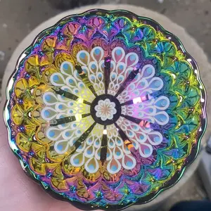 Rainbow Peacock Tail Jianzhan teacup,Chinese culture,High-temperature firing,Handcrafted ceramic cup,Wine Glass,  Kung Fu Cup- Iridescent Artware