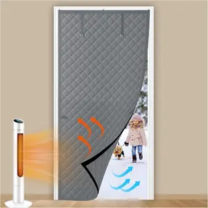Winter Thermal Insulated Cotton Door Curtain - Roll-Up Design with Storage Buckle, No Drill/No Tools Easy Installation, Cold-Proof Heat Retention for Bedroom/Living Room, Durable Cotton Material Fits Most Door Sizes