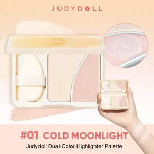 Judydoll Dual-Color Anti-smudge & Brightening Highlighter Palette For A Fair Complexion, 2 In 1 Powder and Cream Makeup Highlighter, Perfect For Contouring And Brightening Your Face, Long-Lasting*