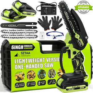 SZTAA Cordless Chainsaw - 6-inch Handheld Electric Chainsaw, equipped with a battery, used for tree trimming. Lightweight version, suitable for one-handed operation of the saw. Ideal gift for holidays or as a present for your husband.