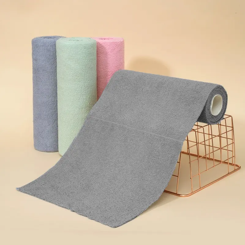 Gray Tearable Roll Magic Cleaning Cloths - 50-Piece Compact Roll, Thick Lint-Free Dual-Use Sheets Wipes, Durable Household Dish Towels for Kitchen Countertops, Box-Included Home Care Supplies, Sheet, Durable Cleaning Supplies
