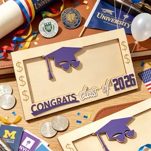 2026 Graduation Picture Frame | Funny Grad Cap & Money Themed Wooden Frame, Great Graduation Party Decoration & Gift for Seniors