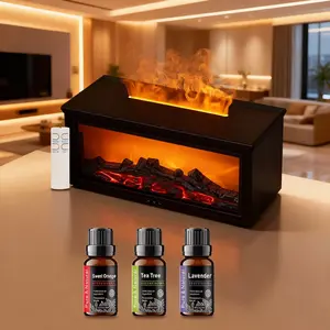 Contemporary Flame-Design Humidifier & Diffuser - 7-Color LED Night Light for Ambient Fragrance and Modern Home Decor