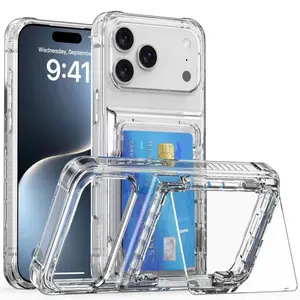 Transparent Photocard Phone case for iPhone 17 Air 16 15 Plus 14 13 12 11 Pro Max, Anti-yellowing Clear Phone Case with Flip Open Card Holder