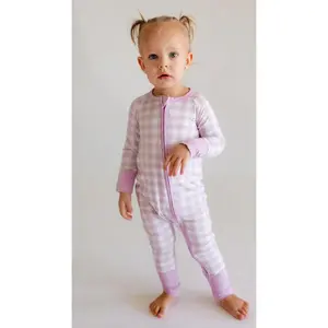 Infant Romper in Purple Gingham