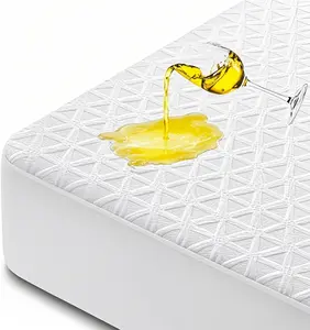 Premium Waterproof Mattress Protector Queen Size, Breathable Bed Cover 3D Air Fabric Cooling Mattress Pad Cover Smooth Soft Noiseless Washable, 8''-21'' Deep Pocket (White)