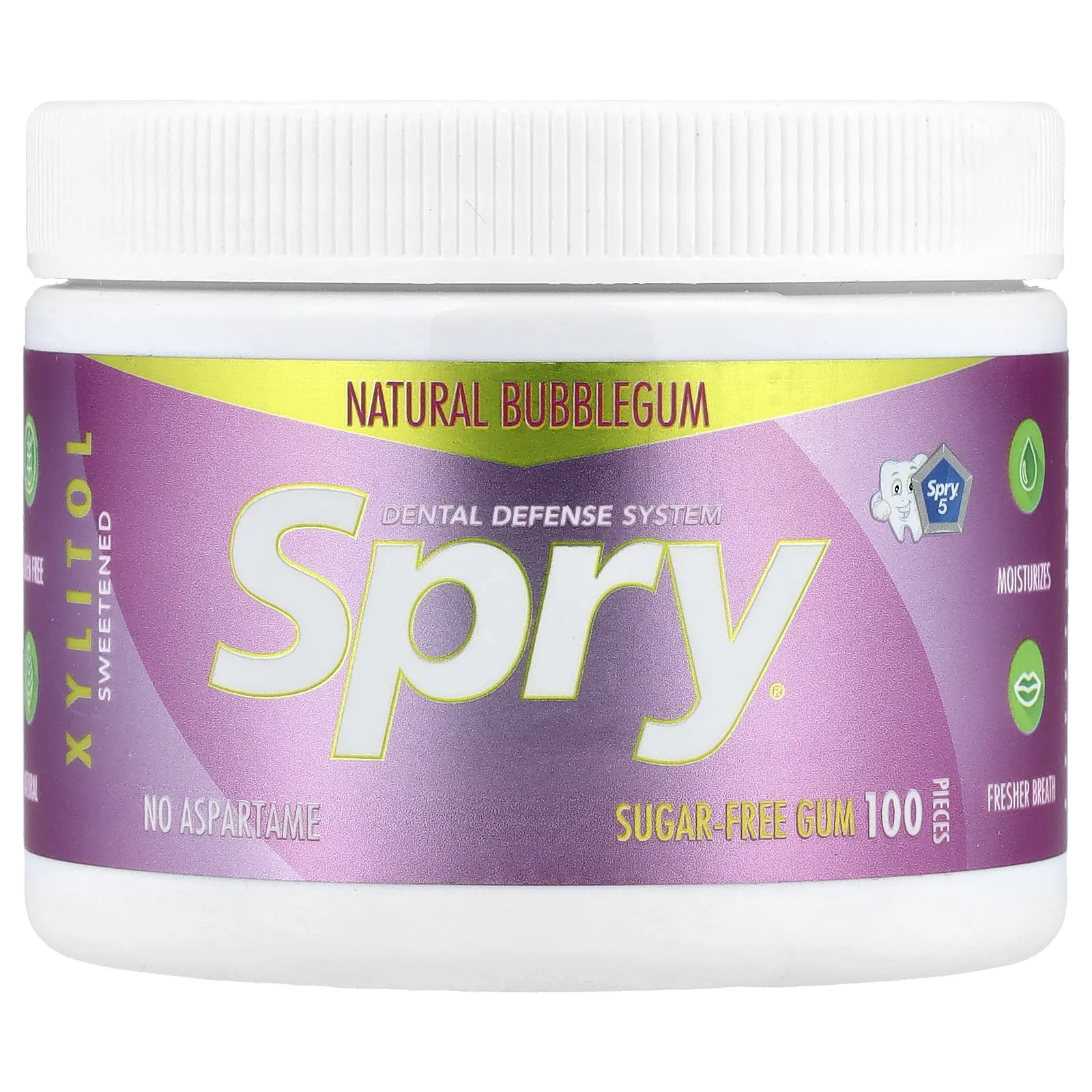 Xlear Spry®, Sugar Free Chewing Gum, Natural Bubblegum, 100 Pieces