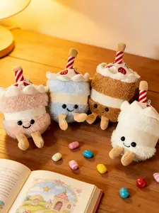 Adorable Cake Design Plush Bag Charm, Cute Cartoon Cake Decoration, Unisex Handbag Accessory for All Seasons, Stylish Chain Design